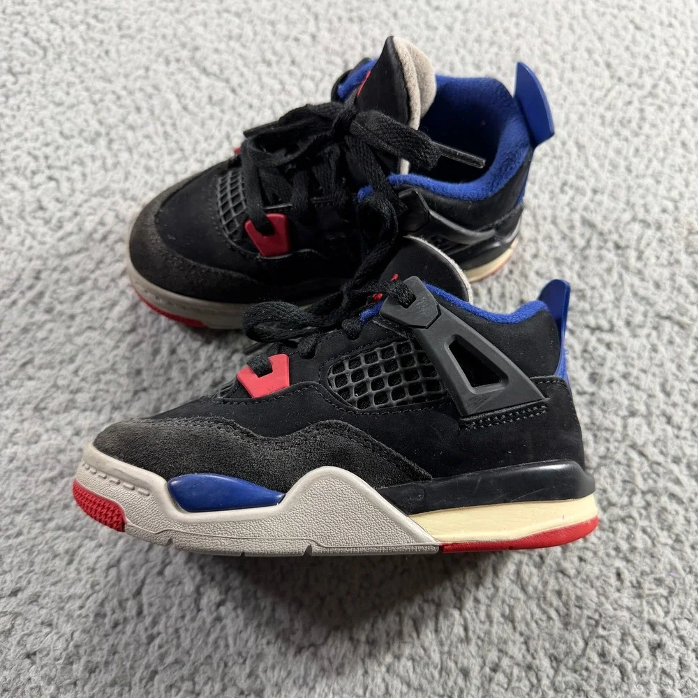 Jordan 4 Retro Toddler 9C Black Red Blue Sneakers IB4387-003